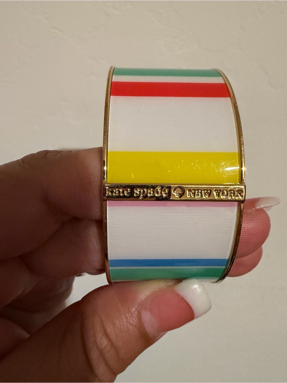 kate spade New York Gold-Trim Multicolor Striped Enamel Bangle